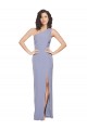 One Shoulder Stretch Crepe Smoke Blue Long Prom Dress Canada Shop