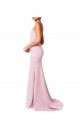 Open Back Spaghetti Straps Stretch Crepe Pink Long Prom Dress Canada Shop