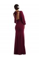 Open Back Bateau Neck Stretch Crepe Burgundy Gold Long Sleeves Long Prom Dress Canada Shop