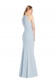 Keyhole Back Halter Neck Stretch Crepe Light Sky Blue Long Prom Dress Canada Shop