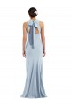 Jewel Neck Stretch Crepe Light Sky Blue Long Trumpet Prom Dress Canada Shop