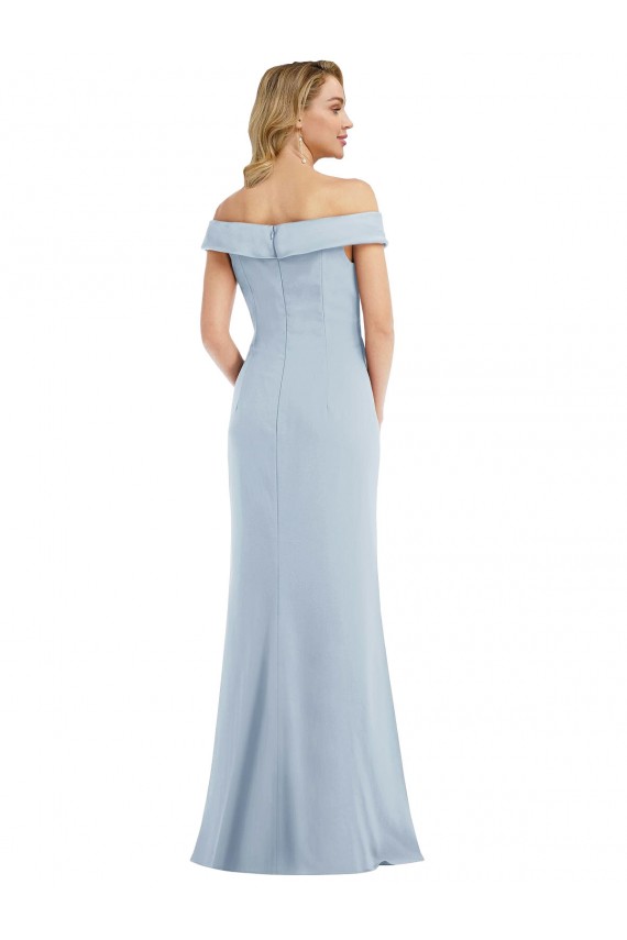 Off the Shoulder Stretch Crepe Light Sky Blue Long Formal Bridesmaid Gown Canada Shop