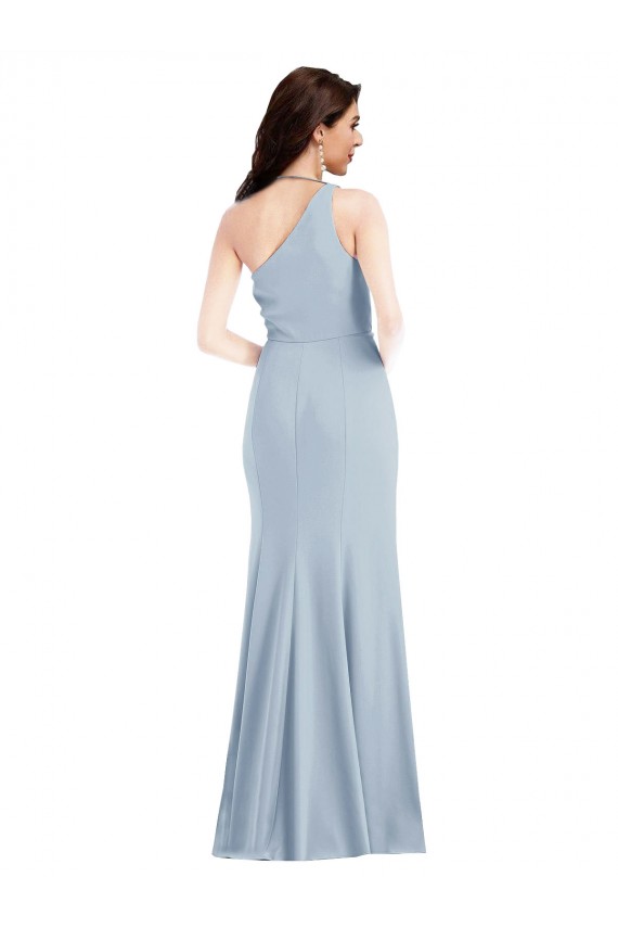 One Shoulder Stretch Crepe Light Sky Blue Long Prom Dress Canada Shop
