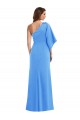 One Shoulder Stretch Crepe Peacock Blue Long Prom Dress Canada Shop