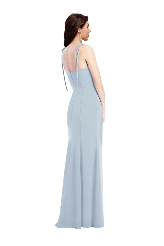 Low Back Strapless Stretch Crepe Light Sky Blue Long Prom Dresses Canada Shop