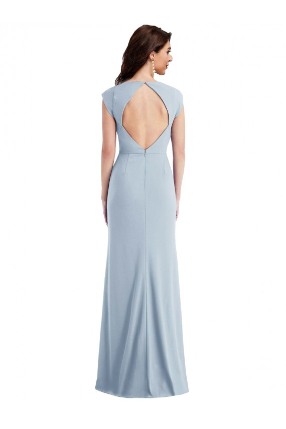 Open Back Stretch Crepe Light Sky Blue Long Prom Dress Canada Shop