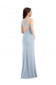 Open Back V-Neck Stretch Crepe Light Sky Blue Long Prom Dress Canada Shop