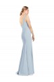 Low Back V-Neck Stretch Crepe Light Sky Blue Long Formal Bridal Party Dress Canada Shop