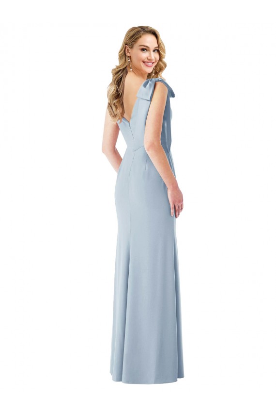 V-Back V-Neck Stretch Crepe Light Sky Blue Long Prom Dress Canada Shop