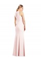 Keyhole Back V-Neck Stretch Crepe Pink Long Prom Dress Canada Shop