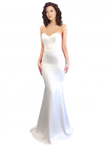Low Back Sweetheart Stretch Crepe White Long Prom Dress Canada Shop