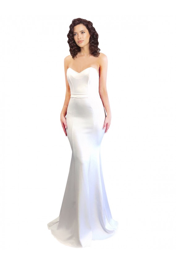 Low Back Sweetheart Stretch Crepe White Long Prom Dress Canada Shop